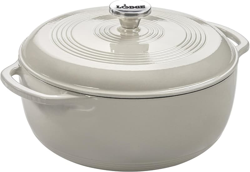 Oven-Safe 6-Quart Enameled Cast Iron Dutch Oven – Oyster White
