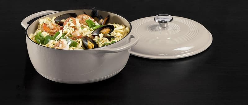 Oven-Safe 6-Quart Enameled Cast Iron Dutch Oven – Oyster White