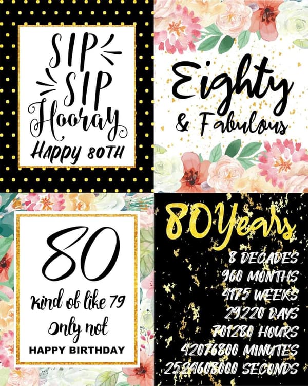 80th Birthday Wine Bottle Labels - Set of 8 Milestone Stickers