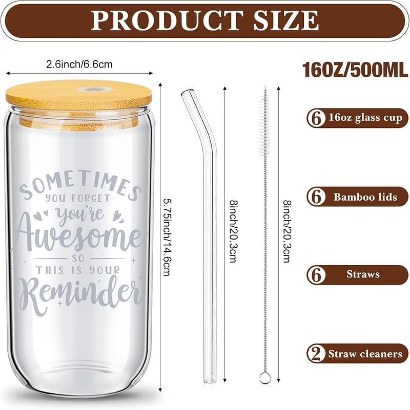 Employee Appreciation 16oz Beer Glass Gift Set with Lids & Straws