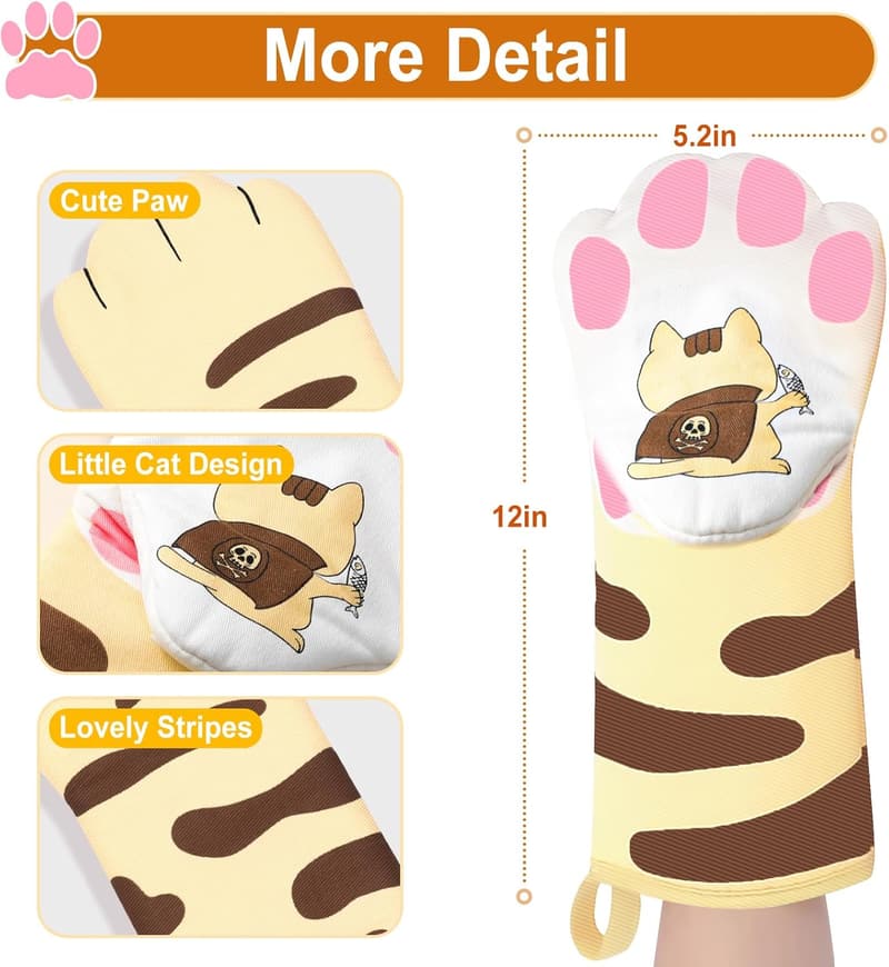Heat Resistant Cat Claw Oven Mitts - 1 Pair