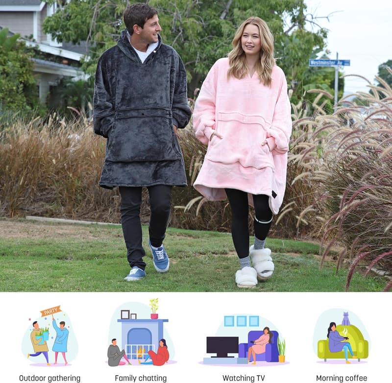 Wearable Sherpa Blanket Hoodie for Men and Women