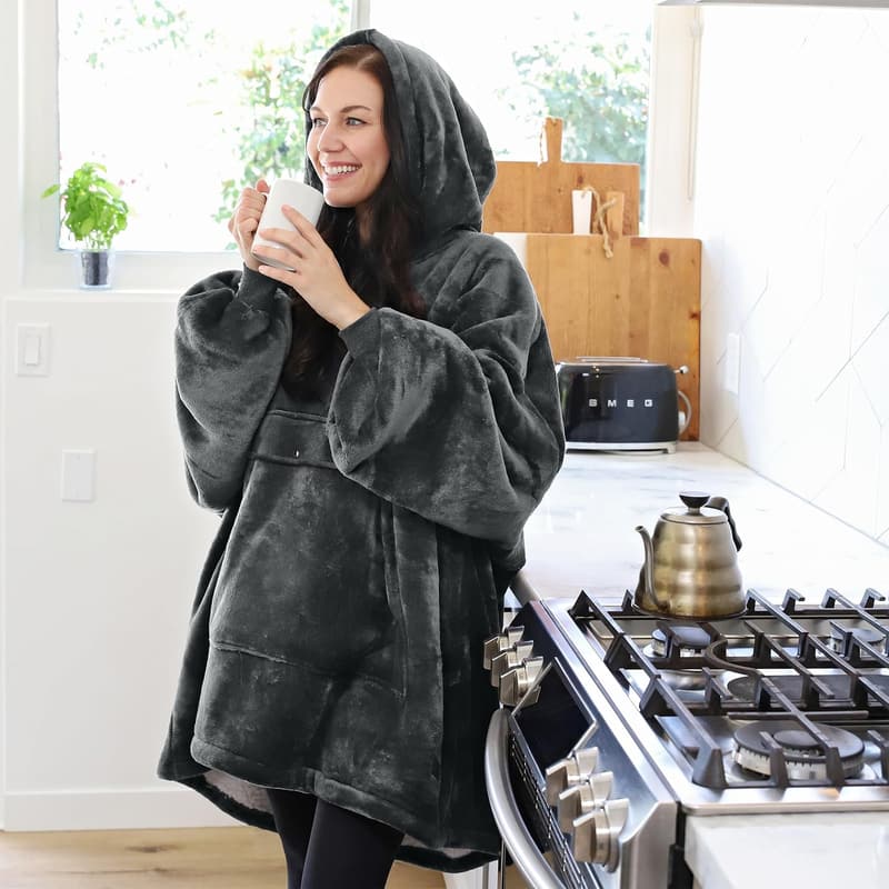 Wearable Sherpa Blanket Hoodie for Men and Women