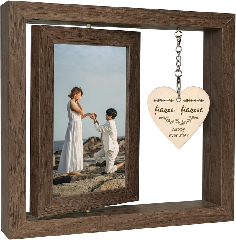 Engagement Picture Frame for Couples, Holds Two 4x6 Photos
