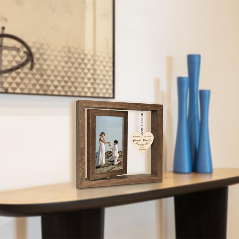 Engagement Picture Frame for Couples, Holds Two 4x6 Photos