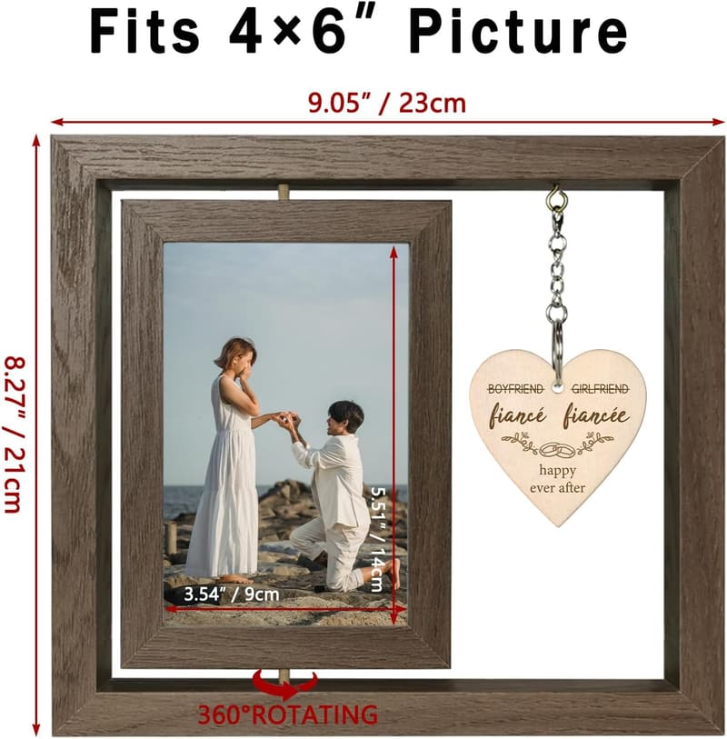 Engagement Picture Frame for Couples, Holds Two 4x6 Photos