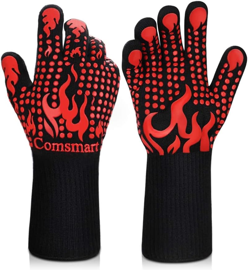 Heat Resistant BBQ Gloves - 1472°F Silicone Non-Slip Kitchen Gloves
