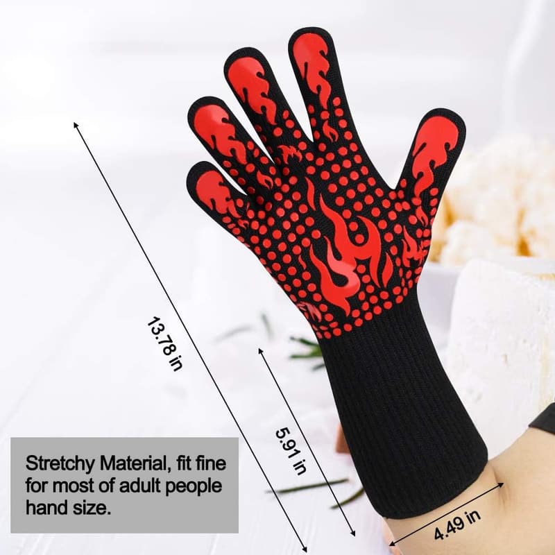 Heat Resistant BBQ Gloves - 1472°F Silicone Non-Slip Kitchen Gloves