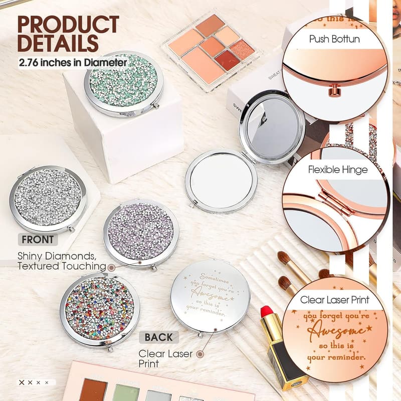 Inspirational Compact Mirrors - 10 Pack Appreciation Gifts for Women