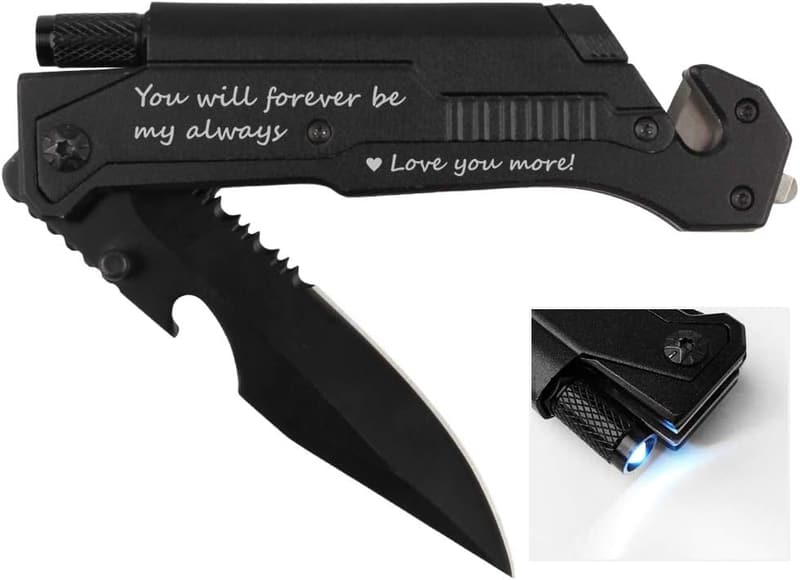 Multi-Functional Pocket Knife with LED Light for Him