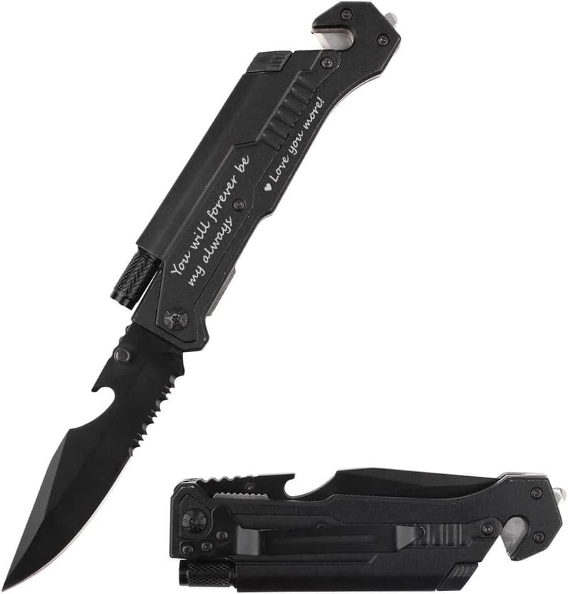 Multi-Functional Pocket Knife with LED Light for Him