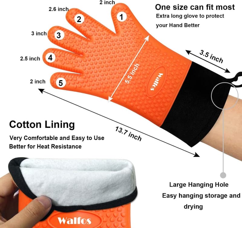 Heat Resistant Silicone BBQ Gloves Set with Claws & Brush