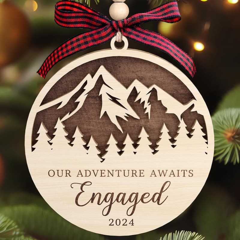 Engagement Gifts - Engaged Couples Wood Ornament 2024