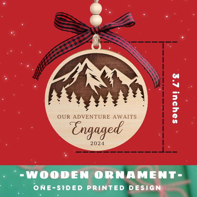 Engagement Gifts - Engaged Couples Wood Ornament 2024