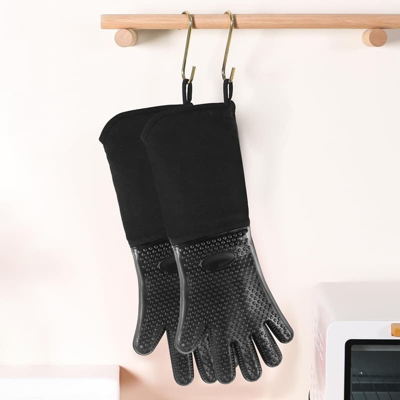 Extra Long Non-Slip Silicone Oven Mitts for BBQ & Baking - 19.7