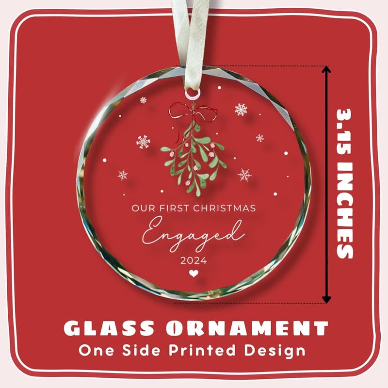 Engagement Ornament - Glass Keepsake for Couples