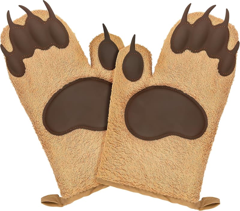 Funny Bear Oven Mitts Set - Cute Kitchen Potholders for Cooking
