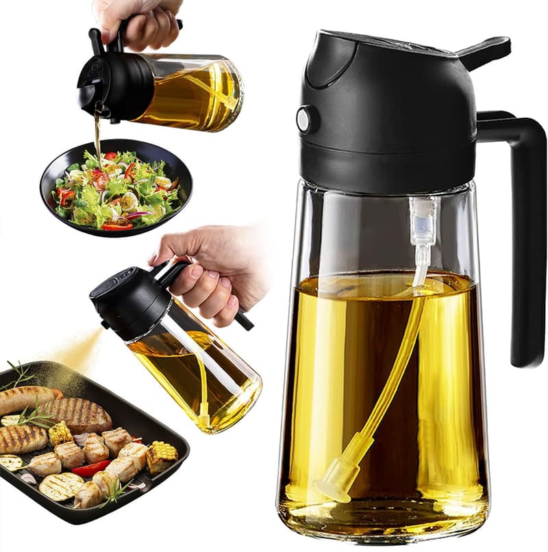 Olive Oil Sprayer - 16oz Glass Dispenser for Cooking & BBQ