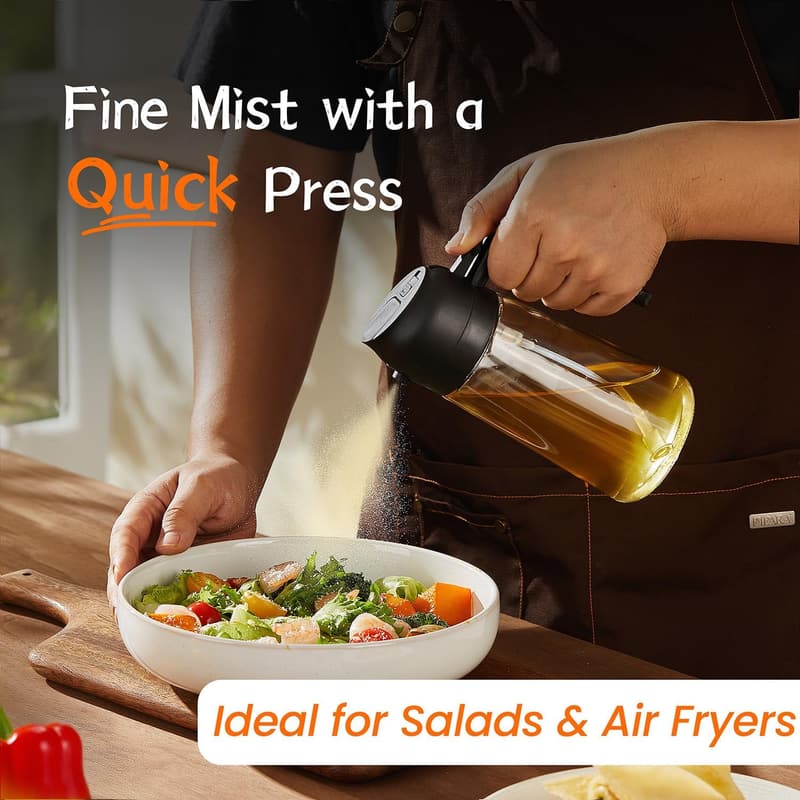 Olive Oil Sprayer - 16oz Glass Dispenser for Cooking & BBQ