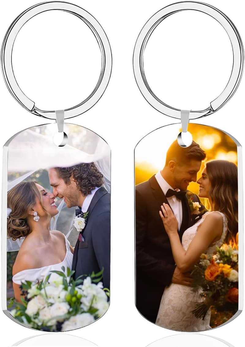 Personalized Double-Sided Photo Keychain for Him
