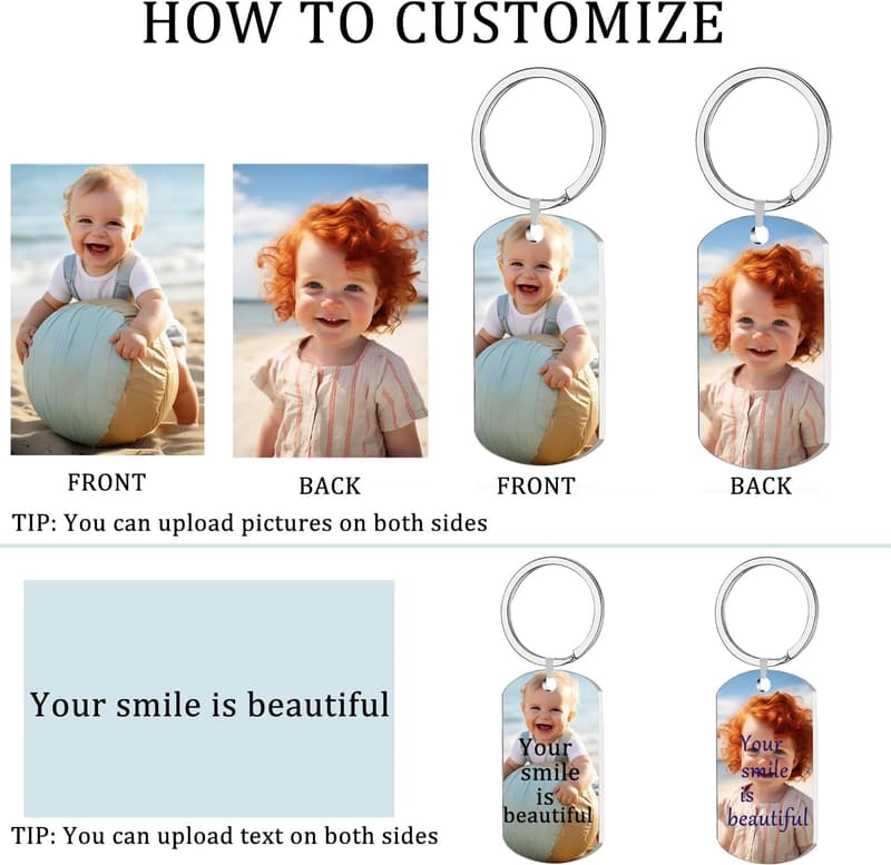 Personalized Double-Sided Photo Keychain for Him