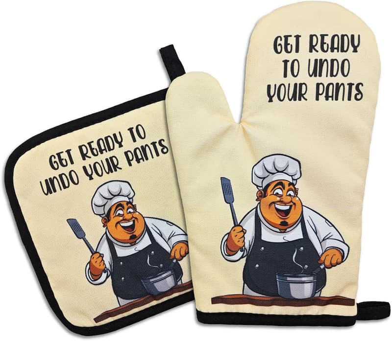 Funny Silicone Oven Mitts Set - Heat Resistant Kitchen Gifts