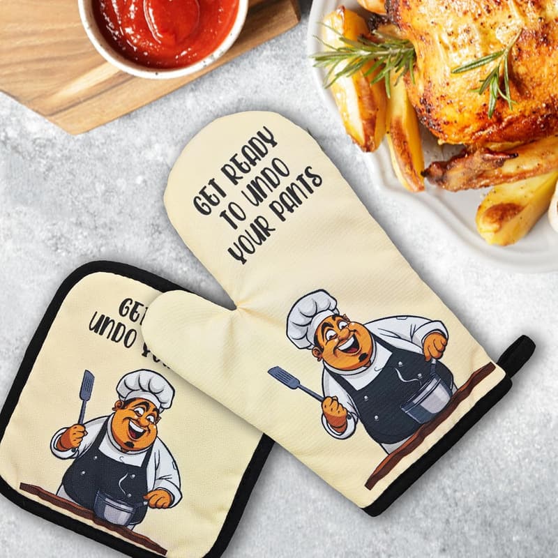 Funny Silicone Oven Mitts Set - Heat Resistant Kitchen Gifts