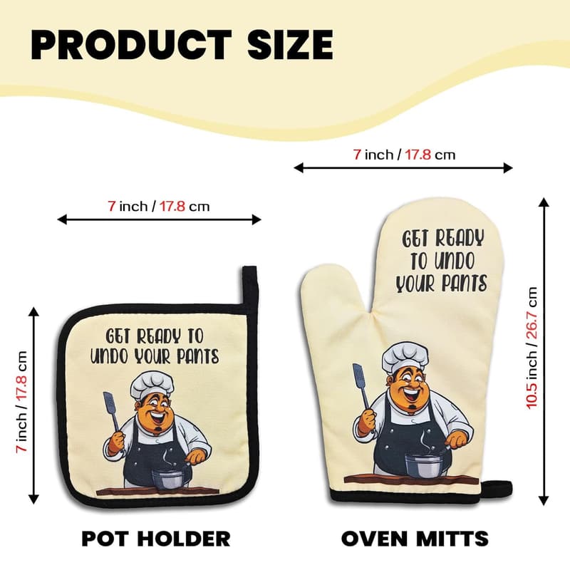 Funny Silicone Oven Mitts Set - Heat Resistant Kitchen Gifts