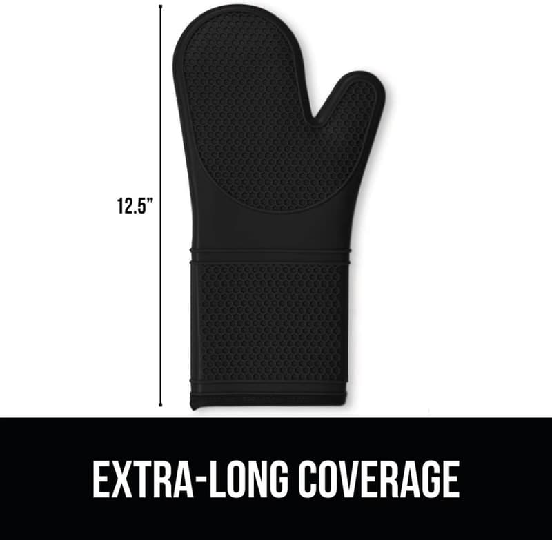 Heat Resistant Silicone Oven Mitts Set, BPA-Free, Black