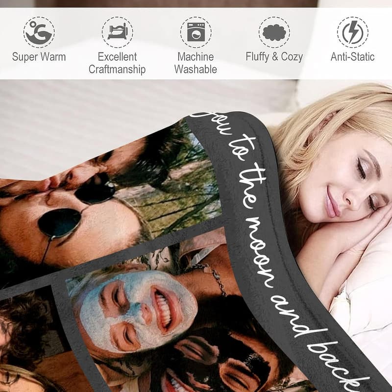 Personalized Photo Blanket for Couples – Custom Flannel Throw
