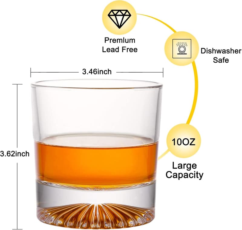 Gift Boxed Whiskey Rocks Glass Set with Ice Ball Molds - 10 Oz