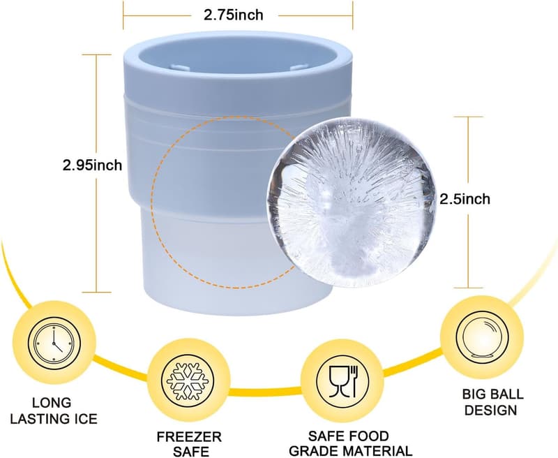 Gift Boxed Whiskey Rocks Glass Set with Ice Ball Molds - 10 Oz