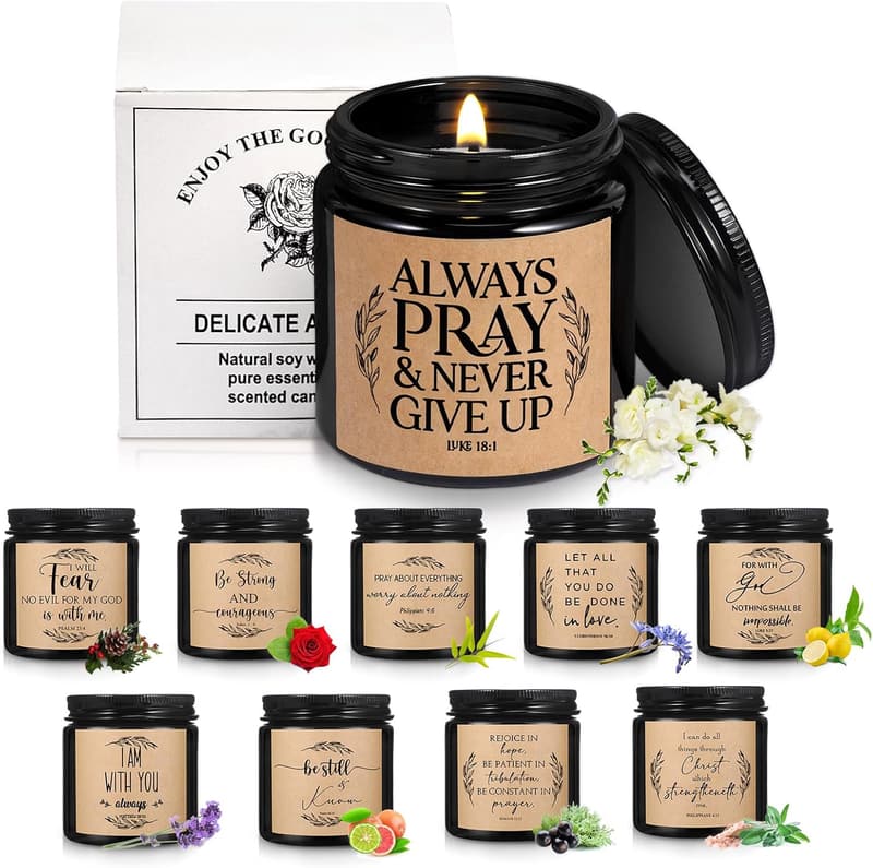 Christian Scented Candle Set for Father's Day - 10 Jars (3.5 oz)