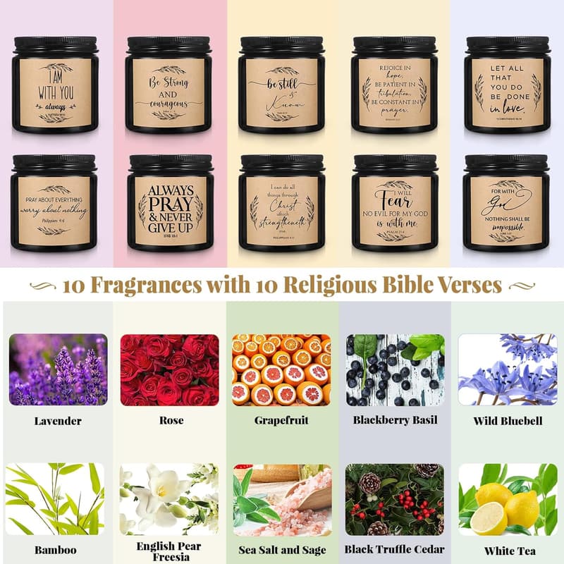 Christian Scented Candle Set for Father's Day - 10 Jars (3.5 oz)