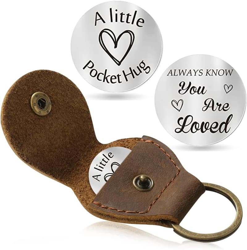 Long Distance Relationship Pocket Hug Token Keychain
