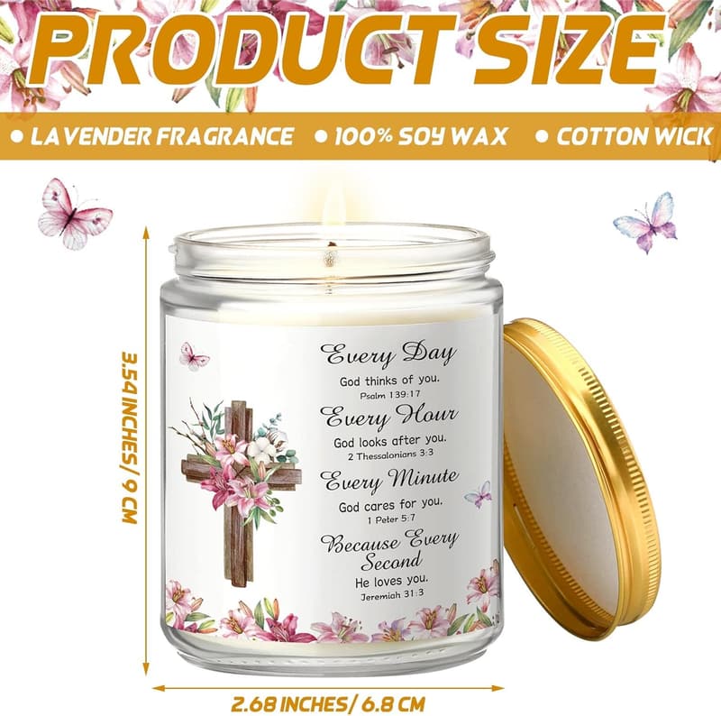 Lavender Scented Christian Prayer Candle for Women