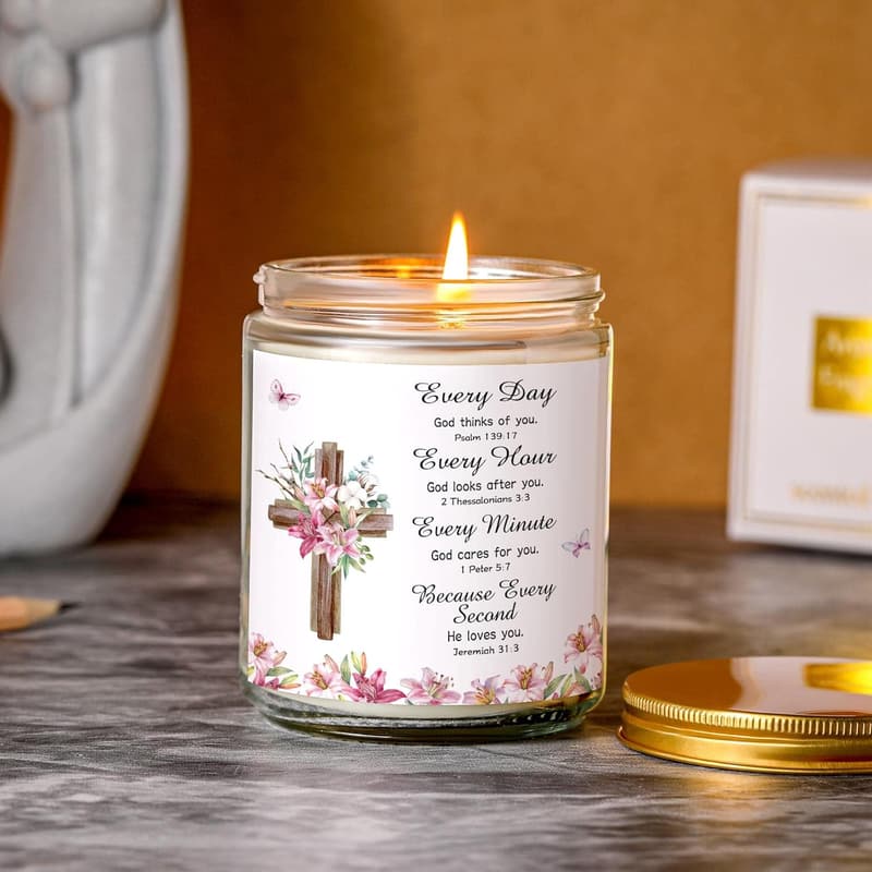 Lavender Scented Christian Prayer Candle for Women