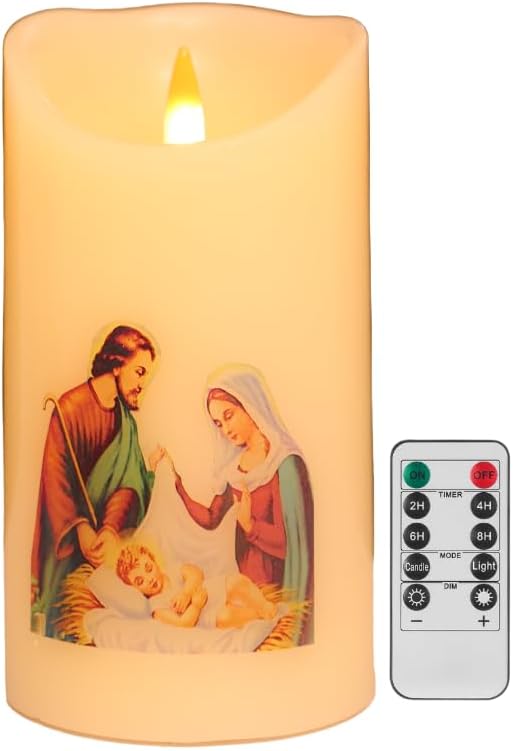 Flameless LED Prayer Candle with Remote Timer for Devotion