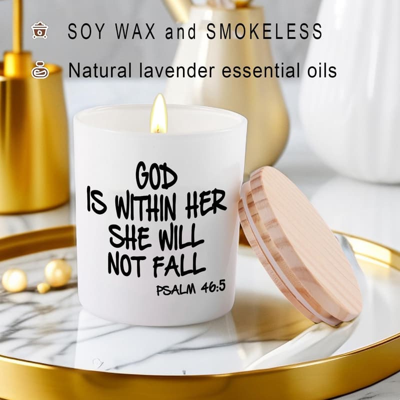 Lavender Scented Soy Candle - Unique Christian Gift for Women