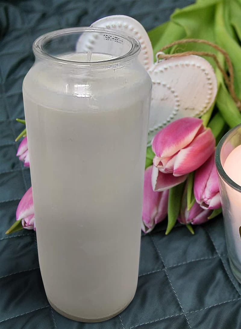Memory Candle Set - 7-Day White Prayer Candles in Glass Jars