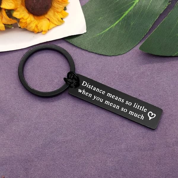 Long Distance Couple Keychain - Relationship Gift for Him & Her