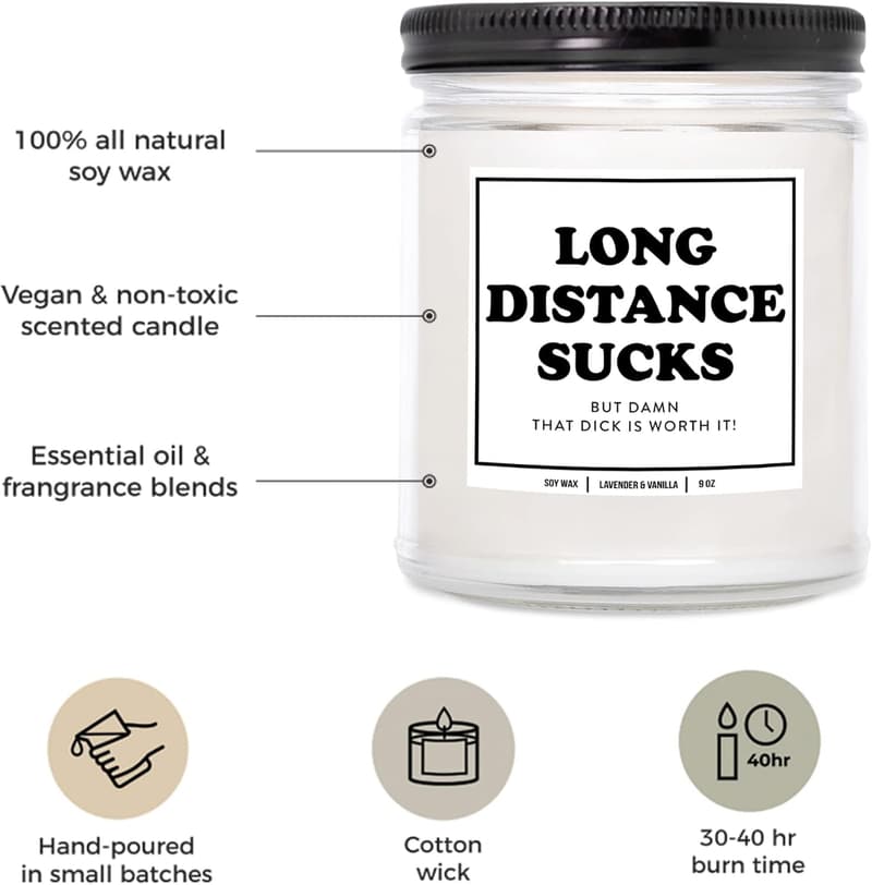 Long Distance Candle - All Natural Soy Aromatherapy Gift for Him