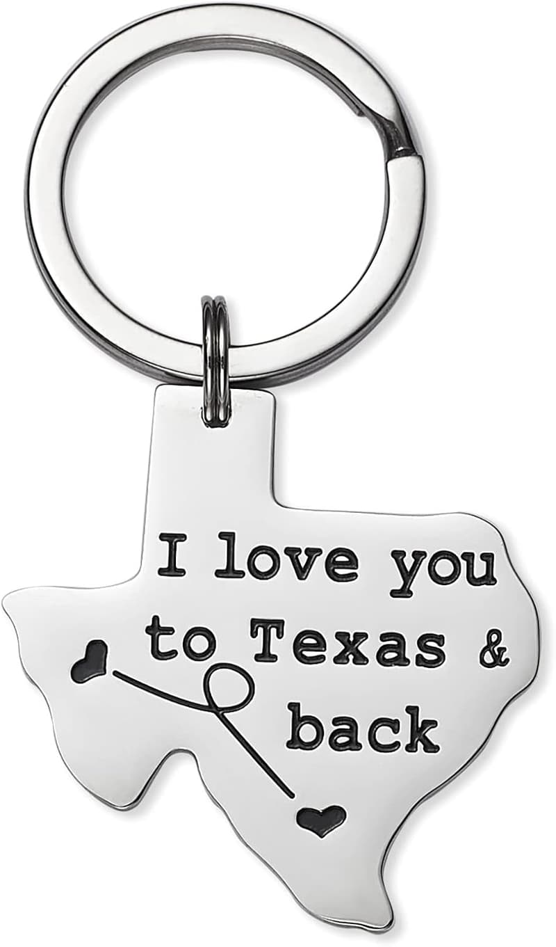 Long Distance Relationship Texas Keychain Gift