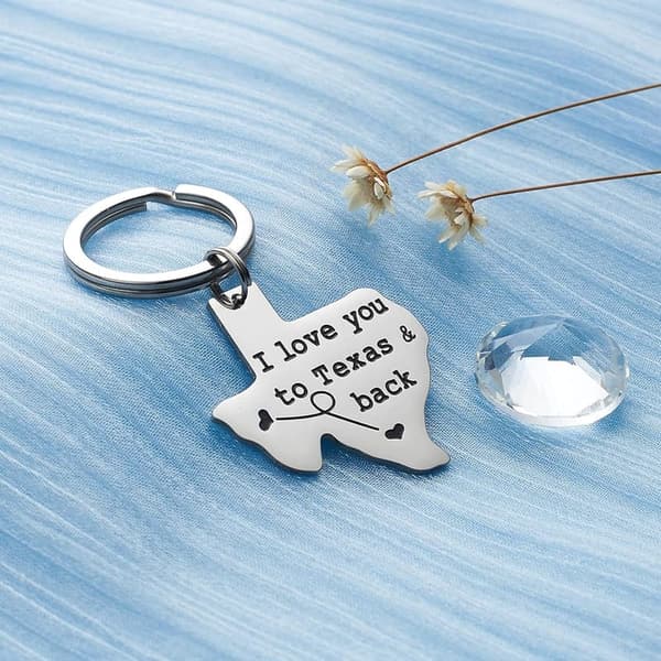 Long Distance Relationship Texas Keychain Gift