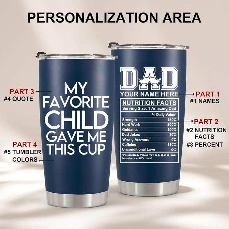 Father's Day Customizable 20oz Stainless Steel Tumbler