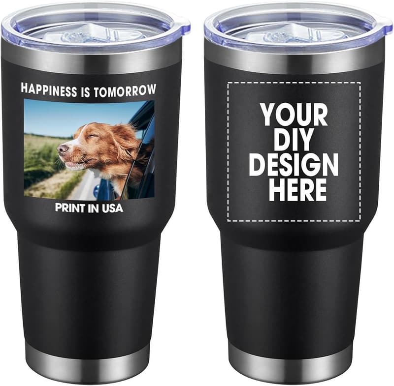 Personalized 30oz Insulated Stainless Steel Tumbler with Lid & Straw