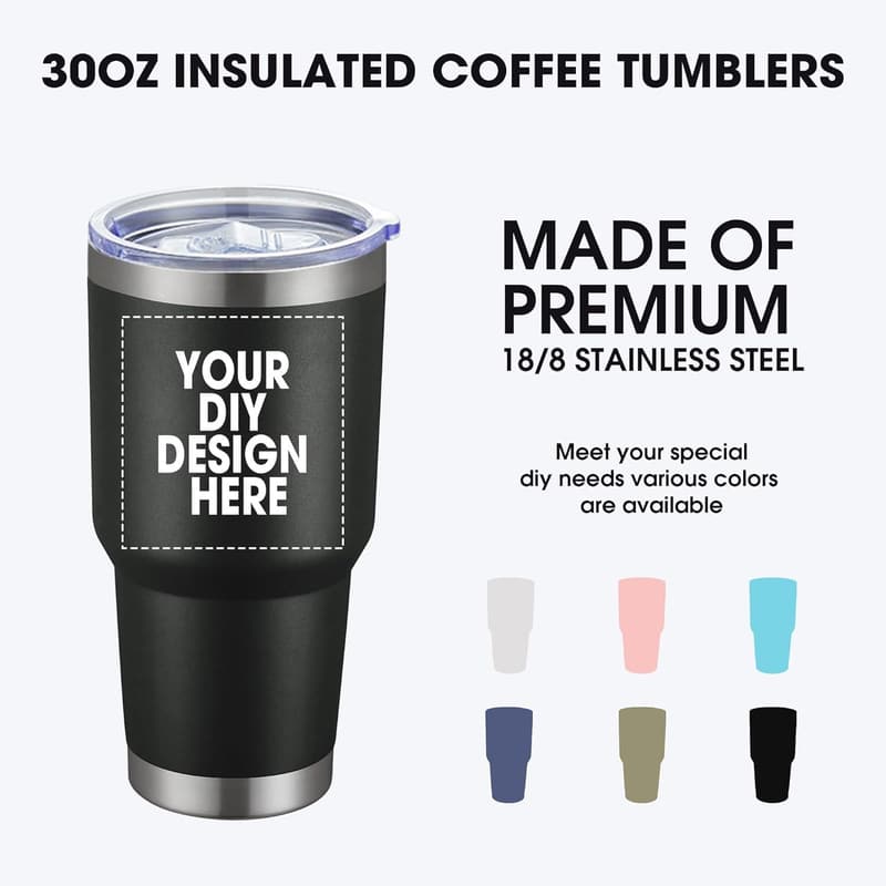 Personalized 30oz Insulated Stainless Steel Tumbler with Lid & Straw
