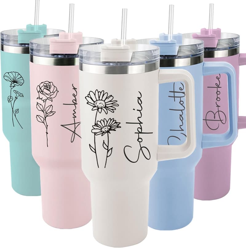 Personalized 40 Oz Stainless Steel Tumbler for Women