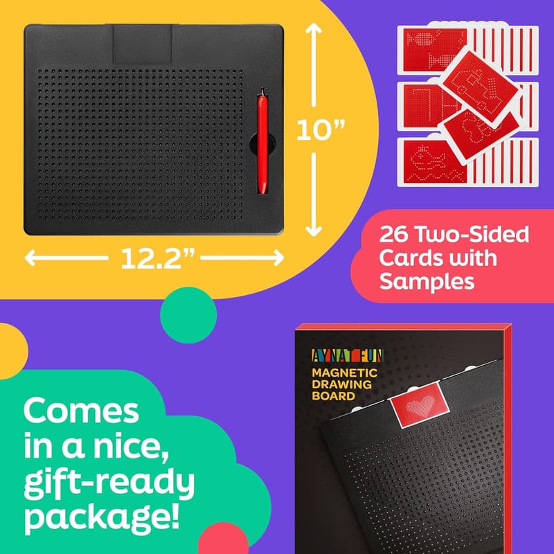 Magnetic Drawing Board for Kids - Travel Toy with Beads & Stylus