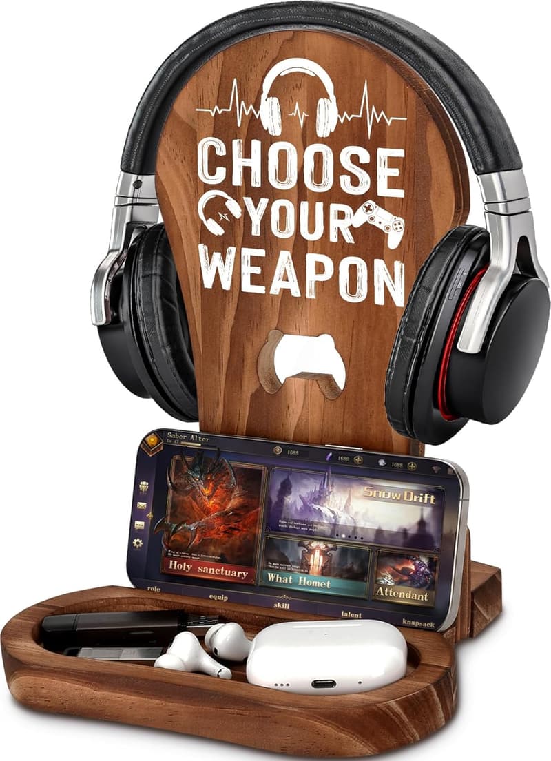 Gamer Gift - Wood Headset Stand for Men & Teens